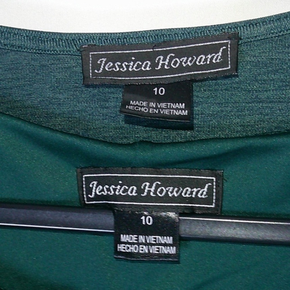 Jessica‎ Howard Womens Teal Green Heathered Knit Dress and Cardigan Set Size 10 - Picture 3 of 7